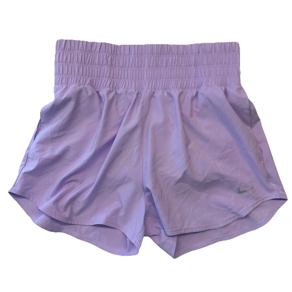 Nike Womens Purple 3" High Waist Brief Lined Athletic Shorts Size‎ L DX6642-512